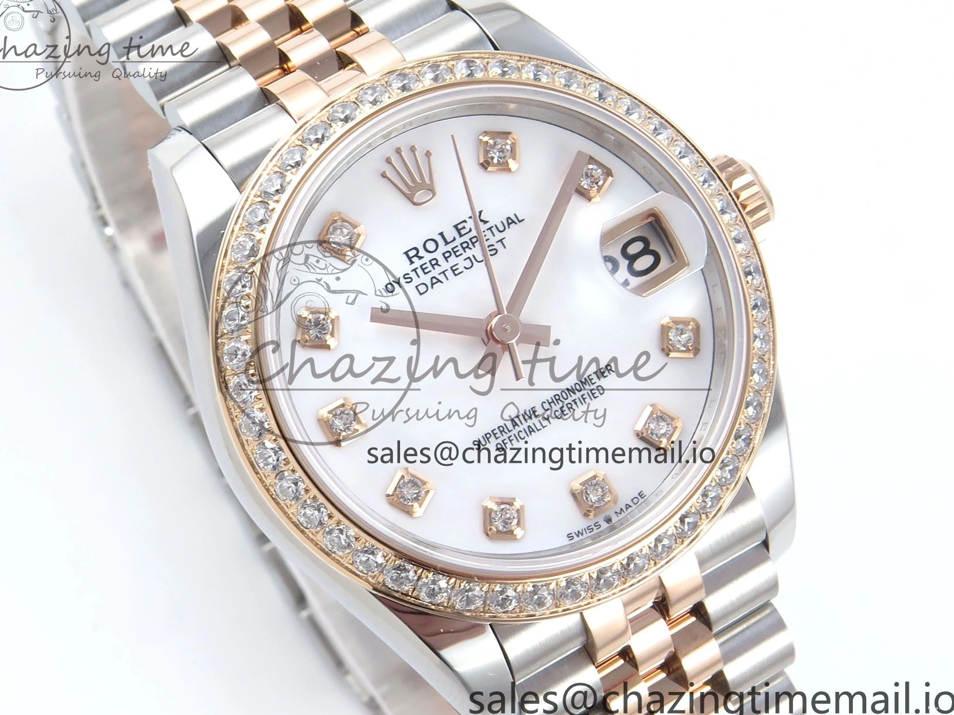 MiroTime 0324 DateJust 31 278381RBR ARF 1:1 Best Edition 904L Steel White Diamonds Dial Diamonds Bezel on SS RG Jubilee Bracelet ETA Versatile 392